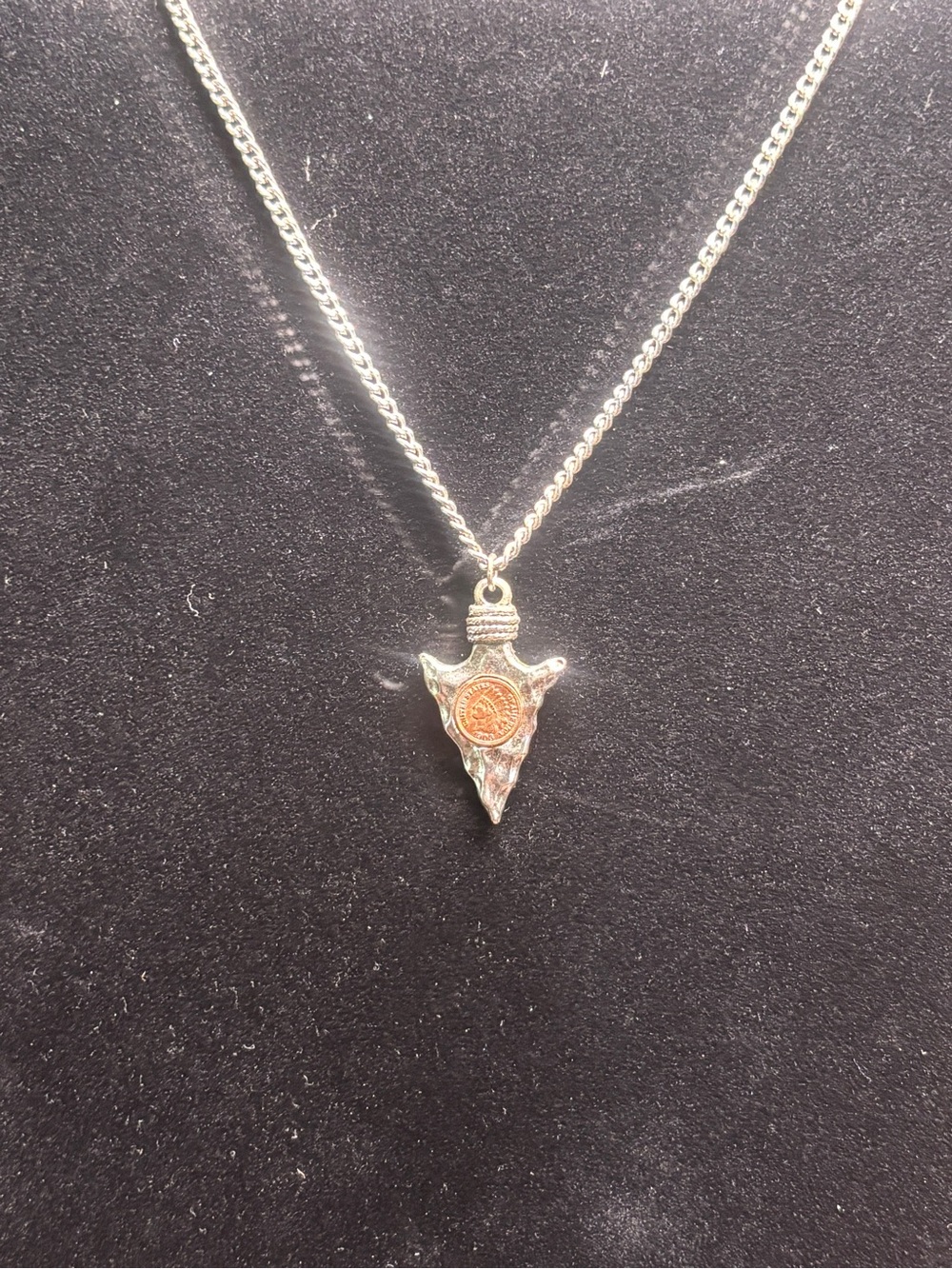 VINTAGE 1903 Indian Head Penny Arrowhead Necklace
